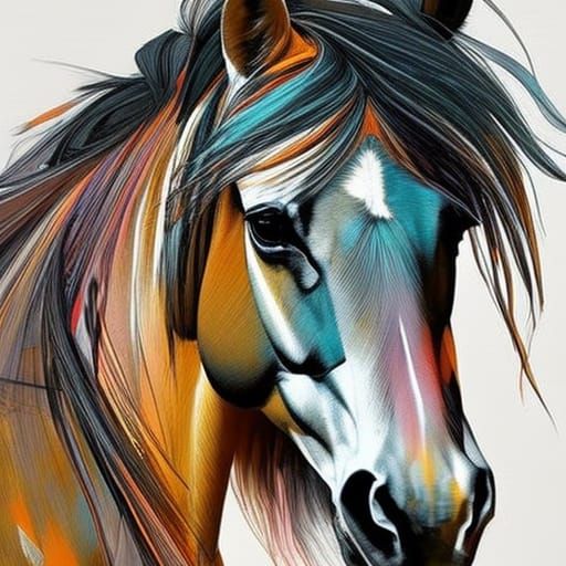 Detailed Cubist Horse Digital Painting