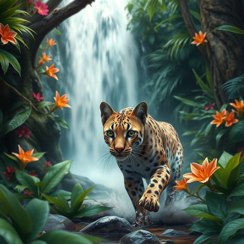 Majestic Ocelot in Lush Mexican Wilderness