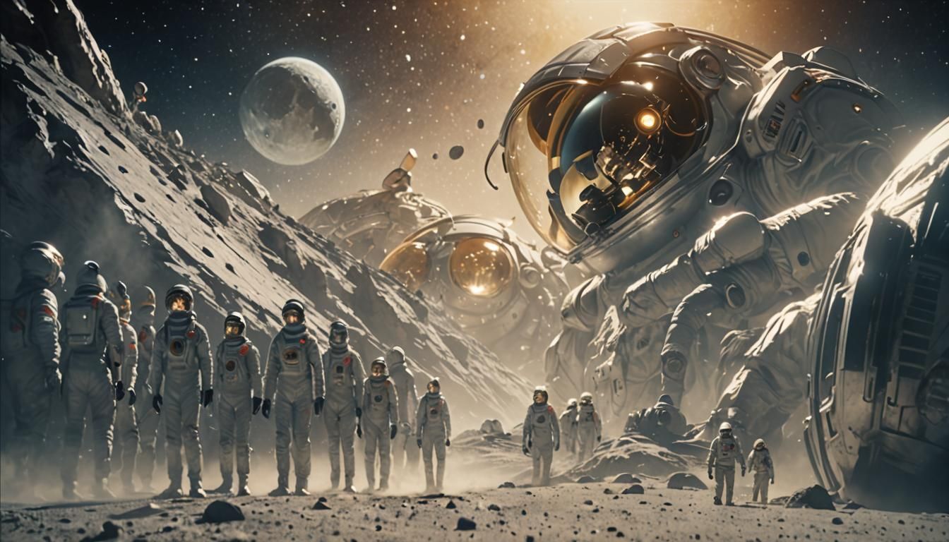 Class Field Trip on the Moon in Syd Mead Style