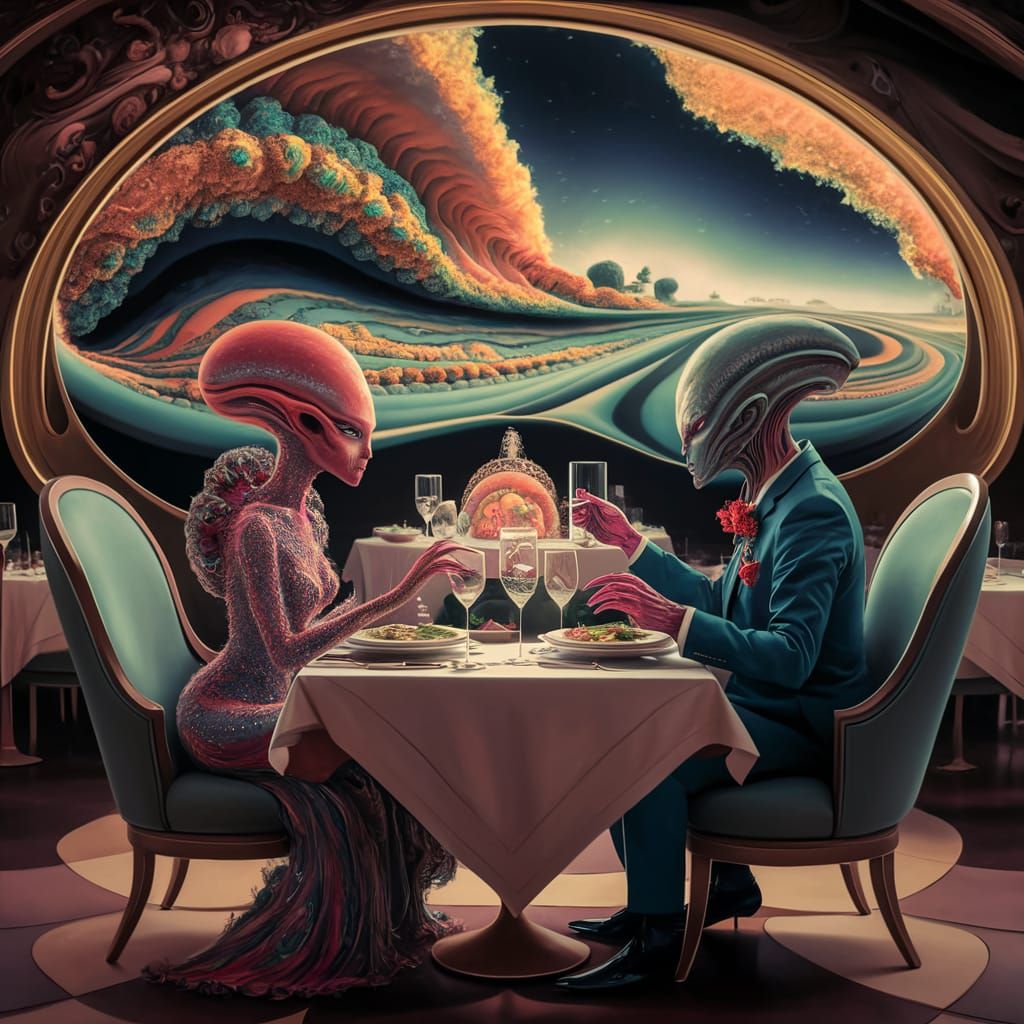 Extraterrestrial Date in Dreamlike Mandelbrot Landscape