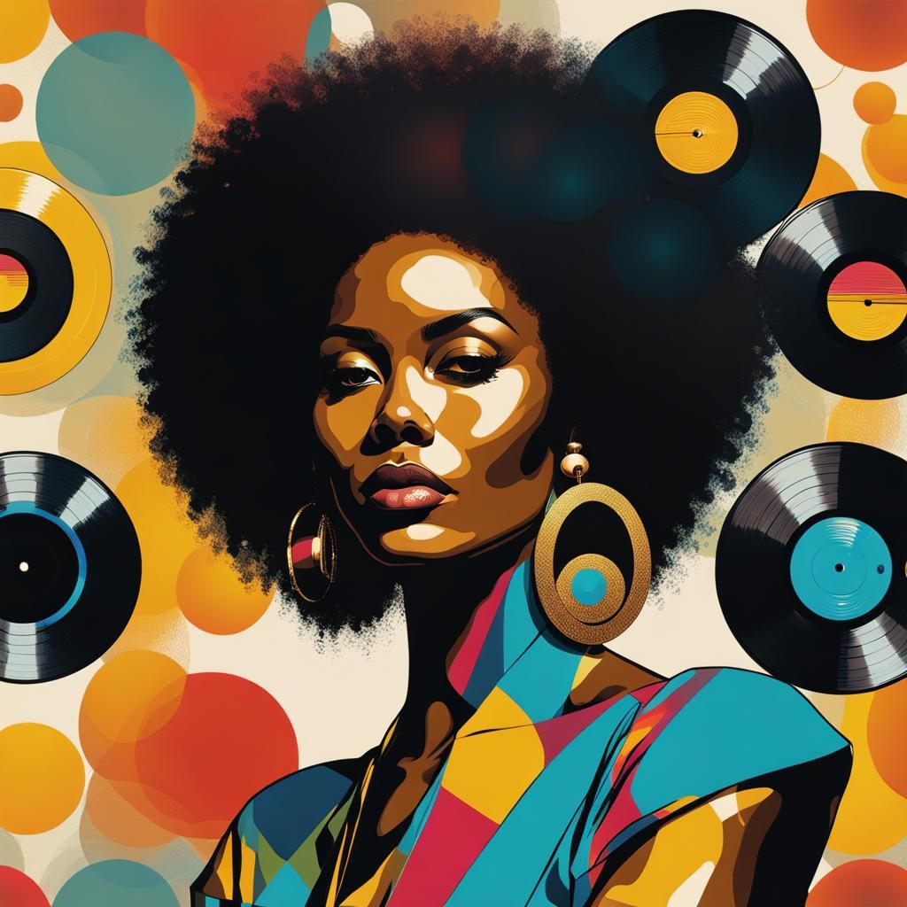 Funky 70s Afro in Pop Art Style