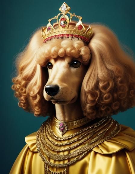 Pampered Poodle King in Regal Attire