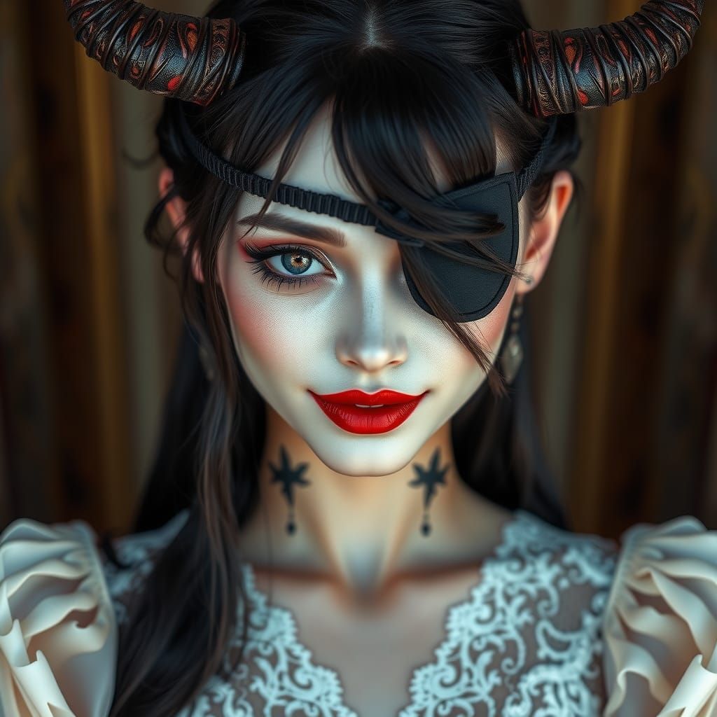 Devil's Daughter Portrait in Photorealistic Style