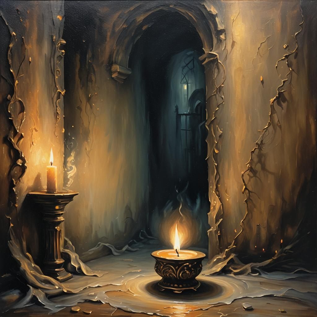 Ethereal Candlelight Illuminates Mystical Hiding Place