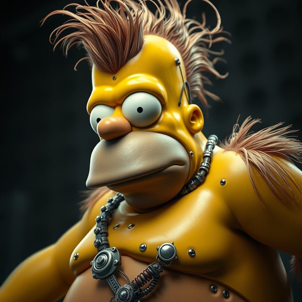 Surreal Cyberpunk Hybrid of Doraemon and Chewbacca