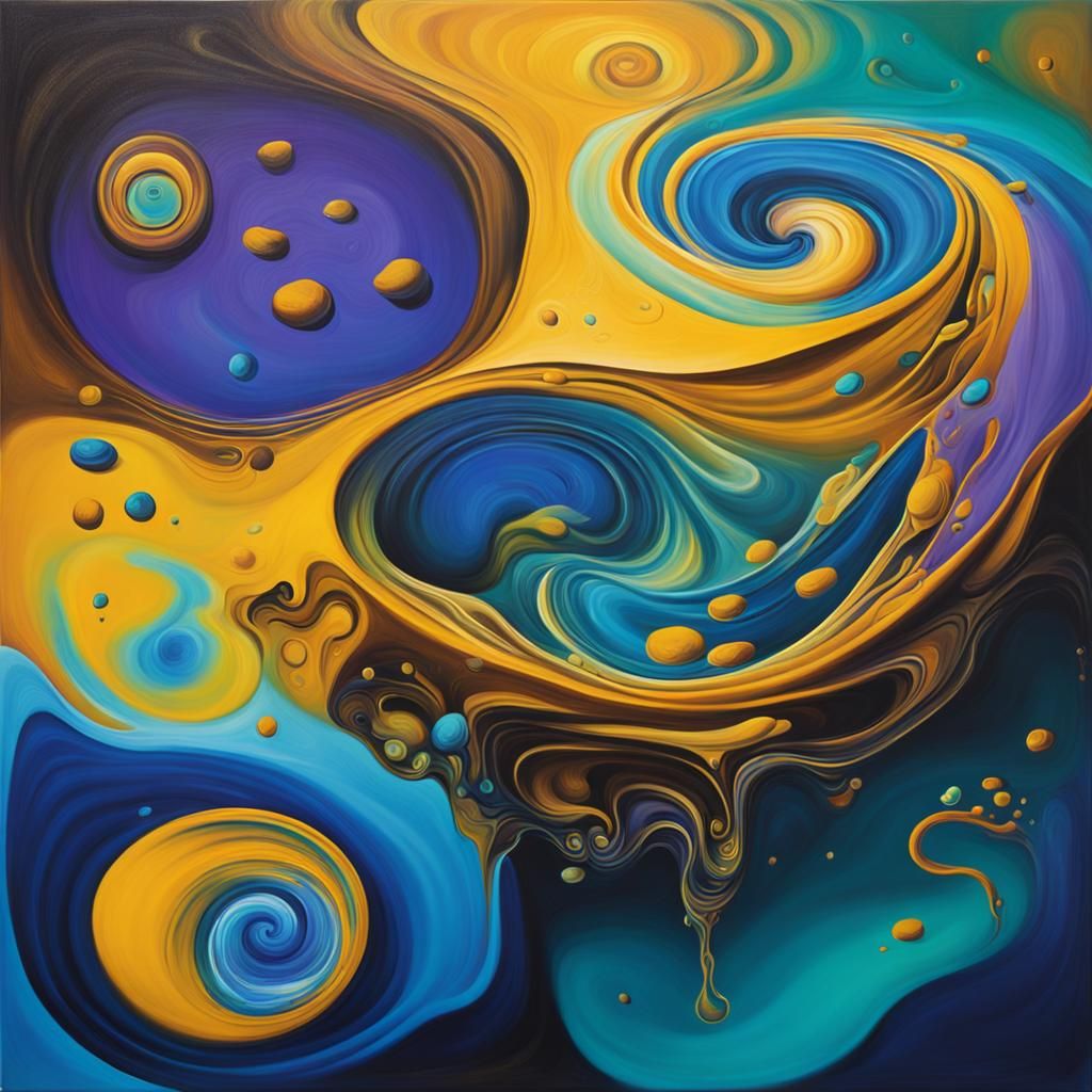 Abstract Gastrotrichs in Surrealist Oil Painting Style