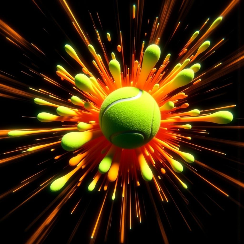 Surrealistic Tennis Balls Explode in a Vibrant, 3D Burst of ...