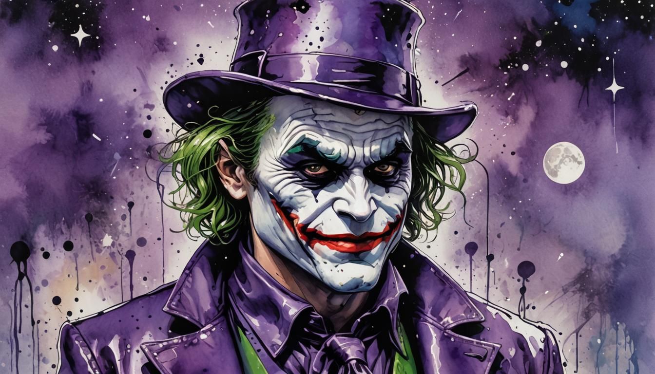 The Joker in Pop Art Style with Watercolor Wash