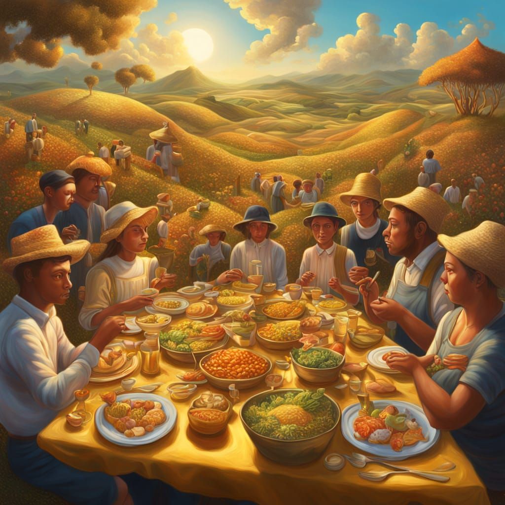 Surreal Abundance: A Dreamlike Feast in Oil