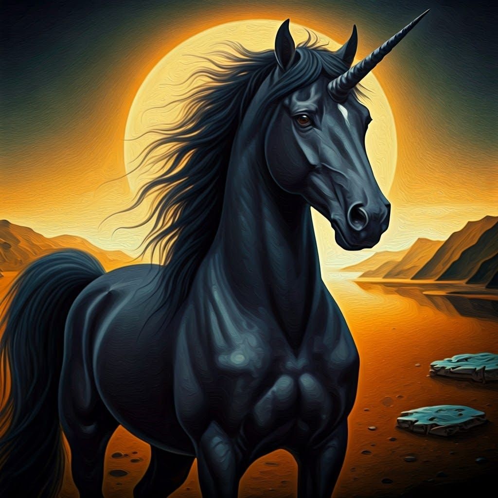 Surreal Wizard Unicorn in Dali-esque Landscape