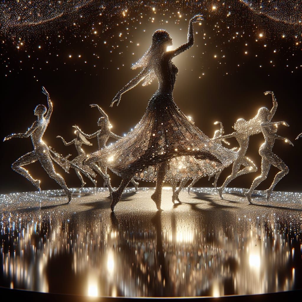 Captivating Zoetrope of Shimmering Dancers in 3D Render