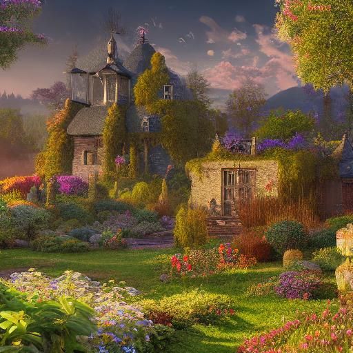Golden Hour Illuminates a Fantastical Rural Garden