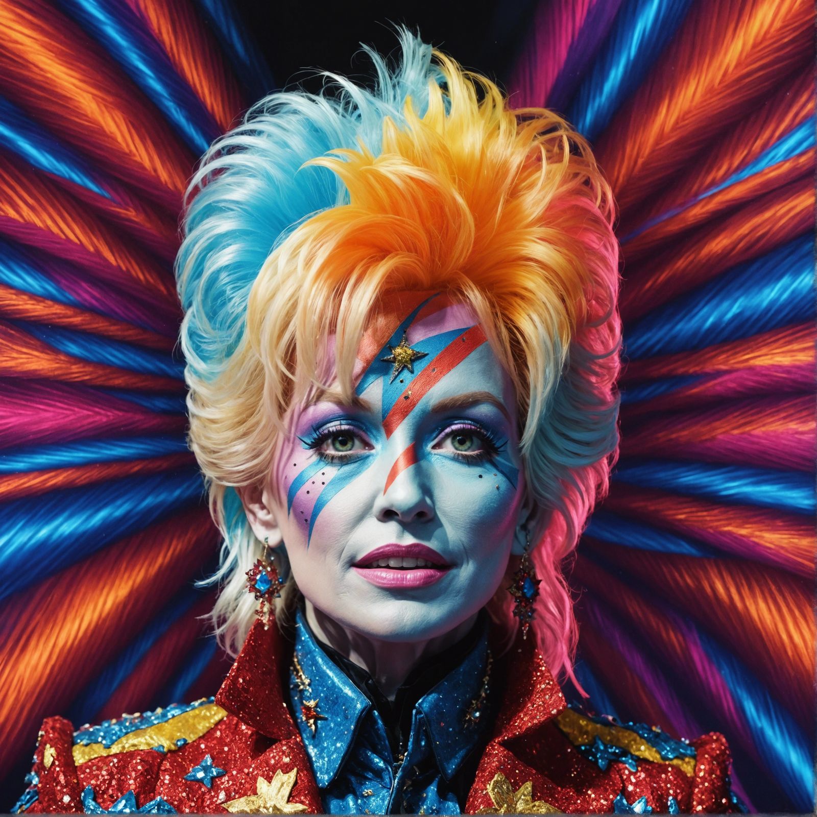 Dolly Parton as Ziggy Stardust: Hyperdetailed Portrait