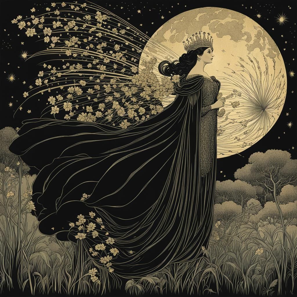Mystical Queen of the Night, Inspired by Franklin Booth's Wh...