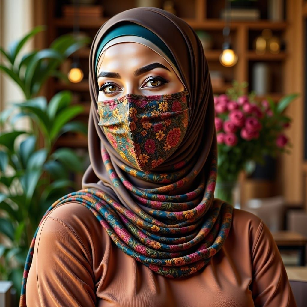 Exotic Hijab Beauty with Floral Accents