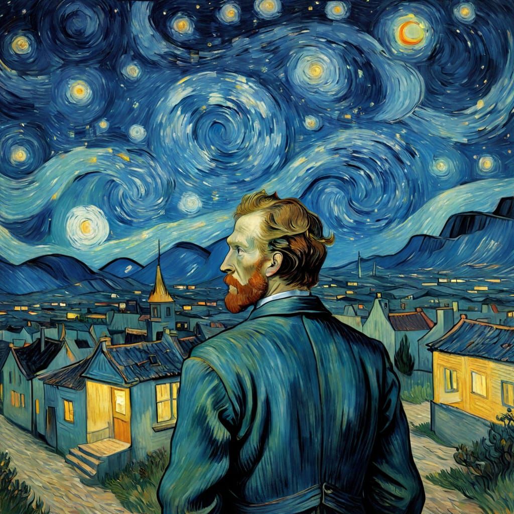 Vincent Van Gogh Looking at the Starry Sky, Post-Impressioni...