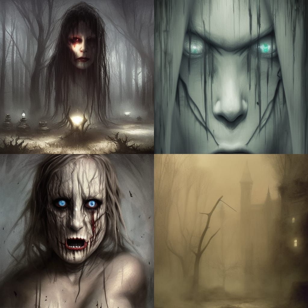 Sinister Dark Fantasy Art in Purple and Yellow