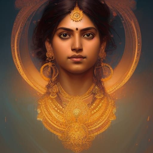 Lakshmi Portrait in Art Nouveau Style