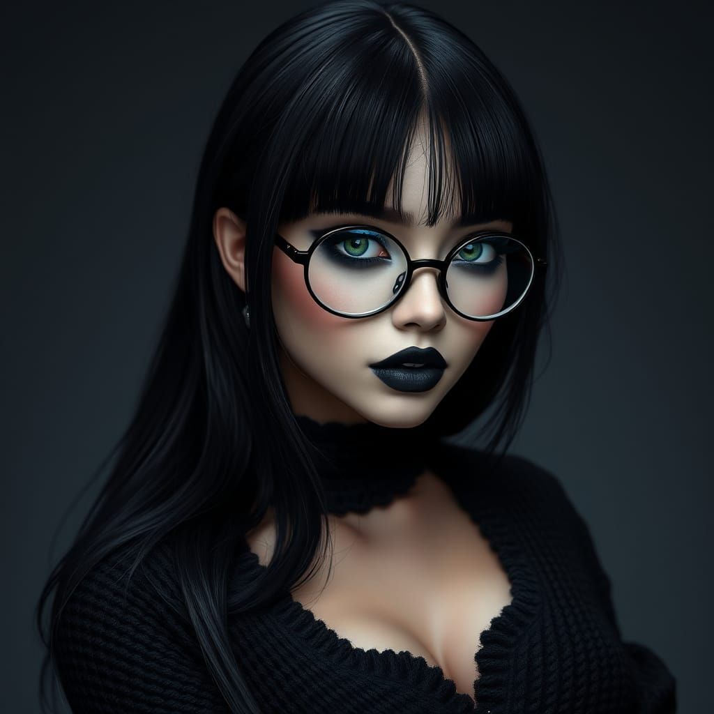 Radiant Goth Woman Portrait in Photorealistic Style