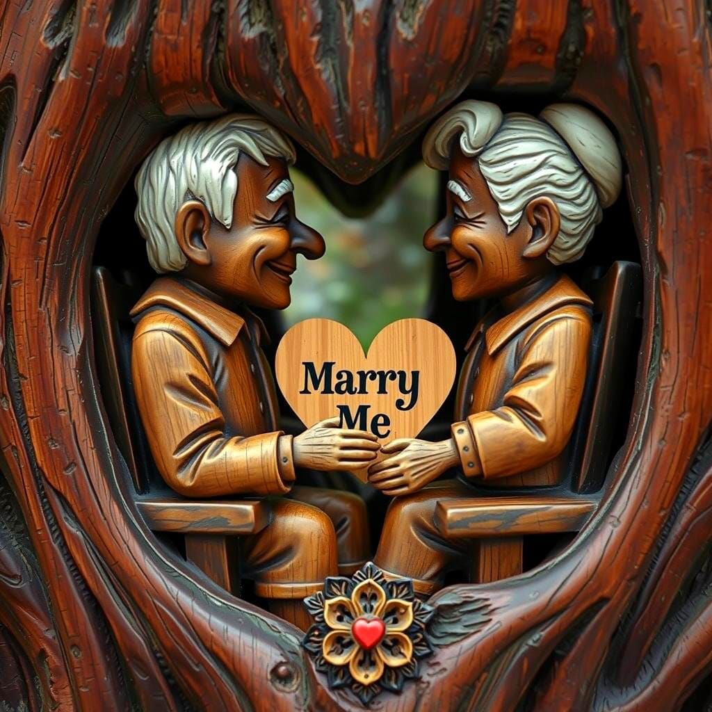 Marry Me Wood Tree Carving