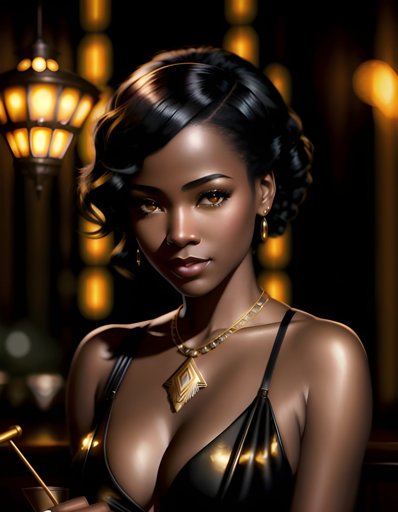 Sophisticated Woman in 1920s Retro Speakeasy