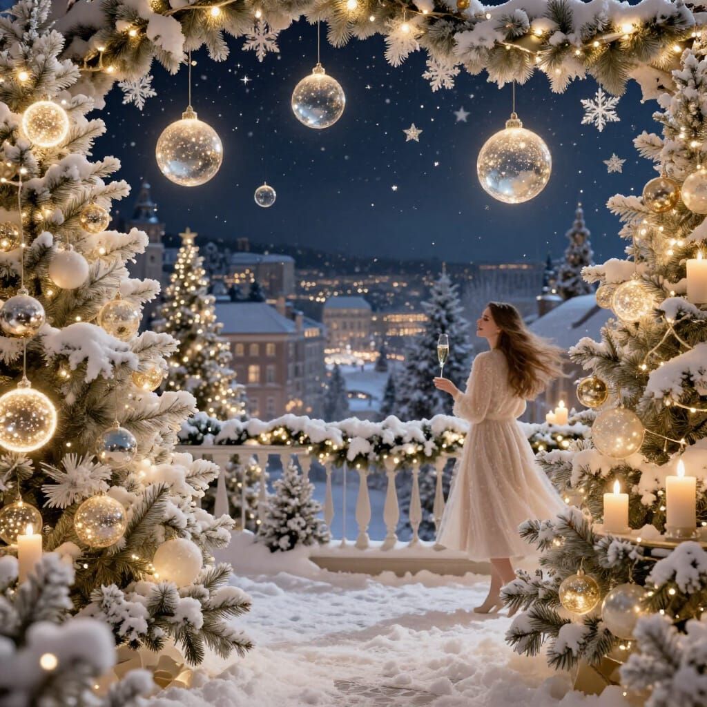 Magical Christmas Night Overlooking Winter City