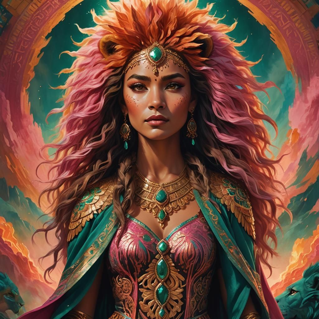 Leo Zodiac Woman with Fiery Mane