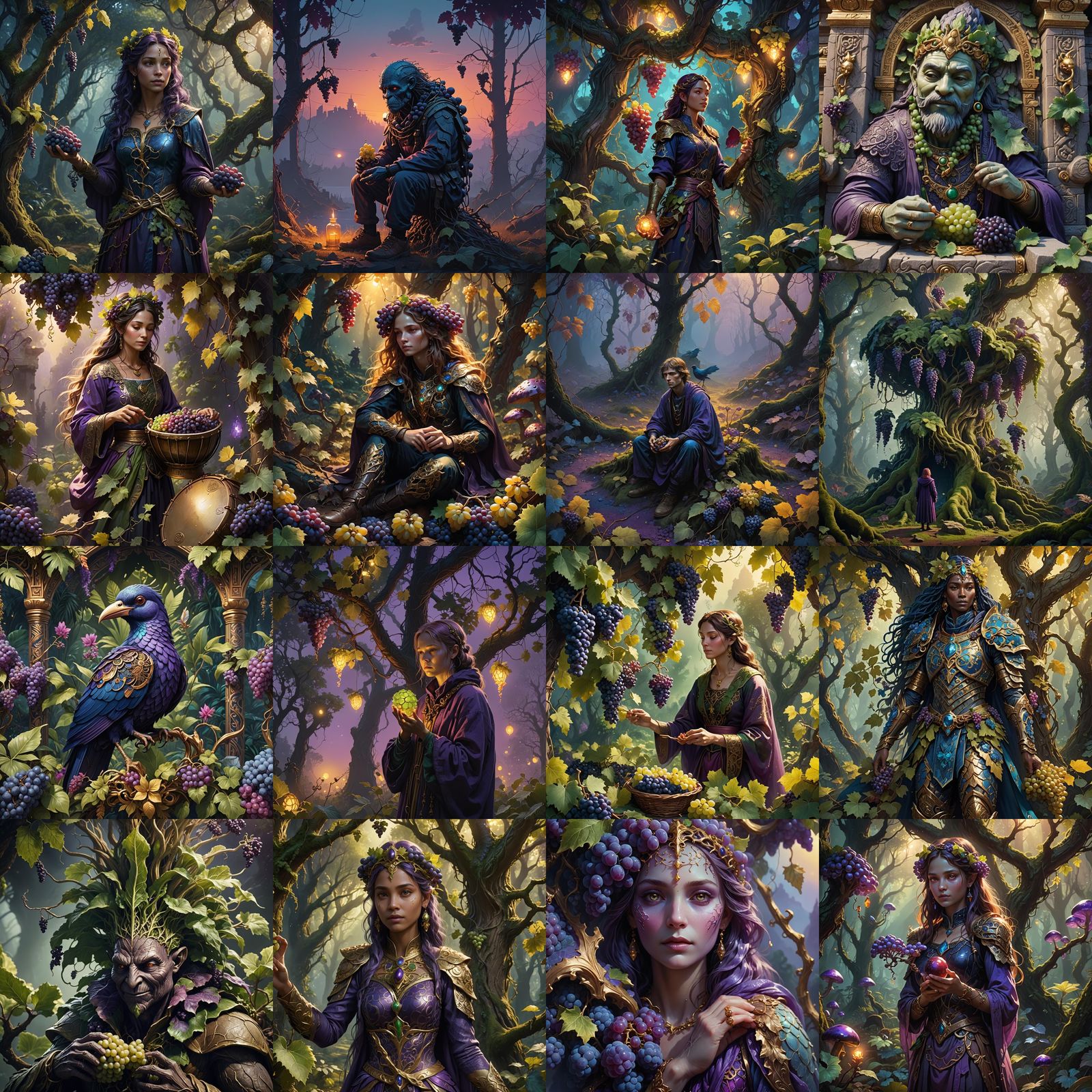 Fantastical Mandja with Grape in Detailed Matte Painting