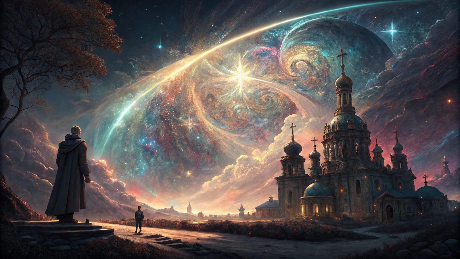 Hyper-Realistic Cosmic Dreamscape in Vibrant Iridescent Hues