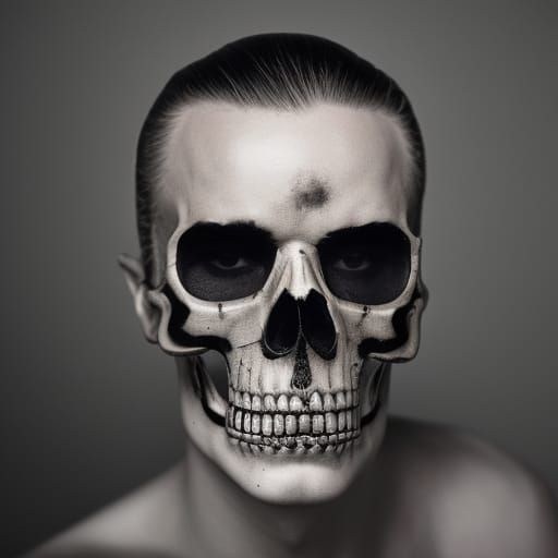 Ornate Skull with Mustache Tattoo Portrait