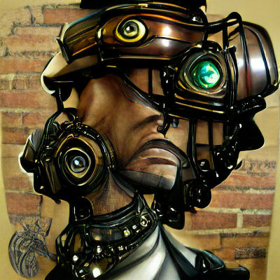 Steampunk Cyborg Bust Digital Art