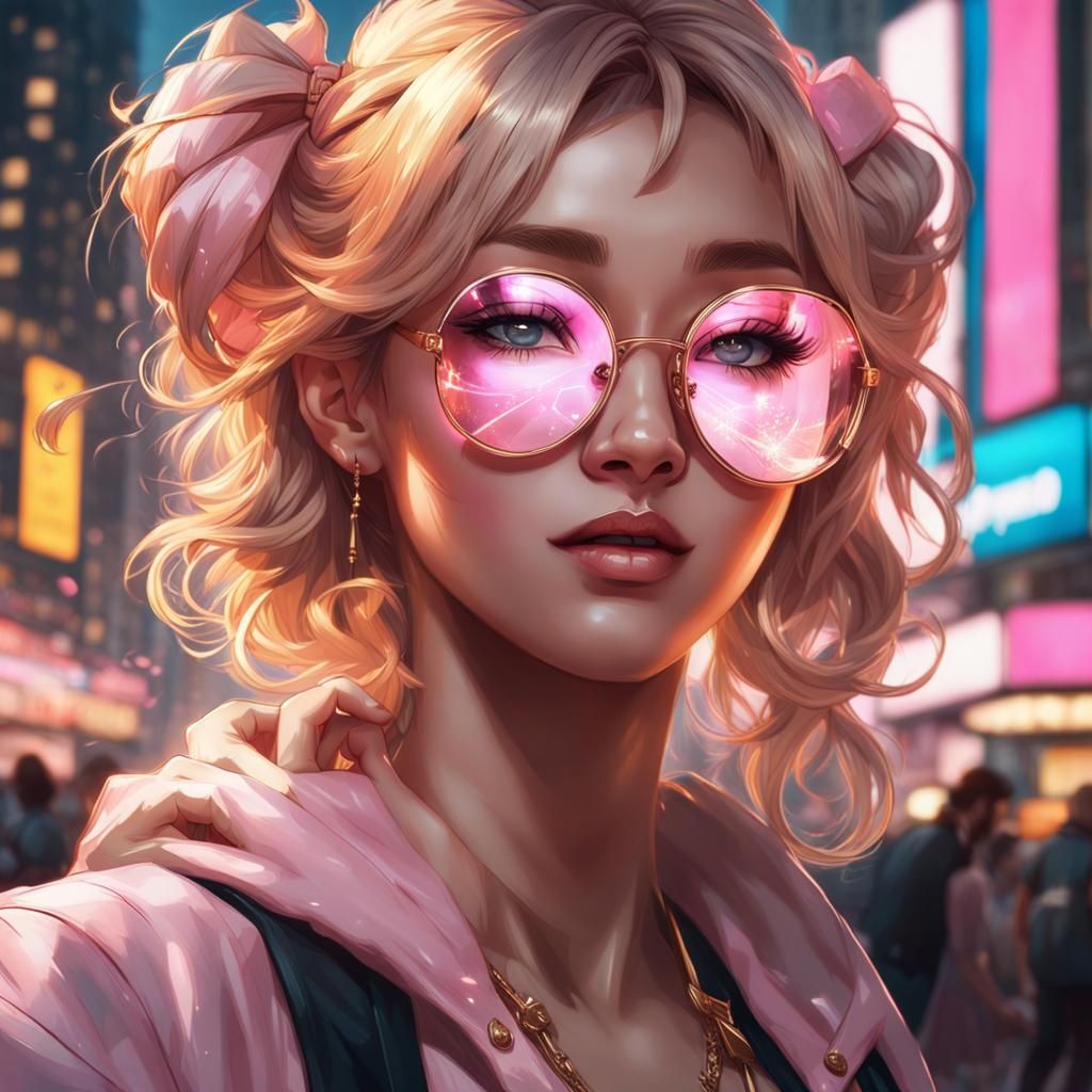 K-Pop Girl Dancing in Night City, Digital Art