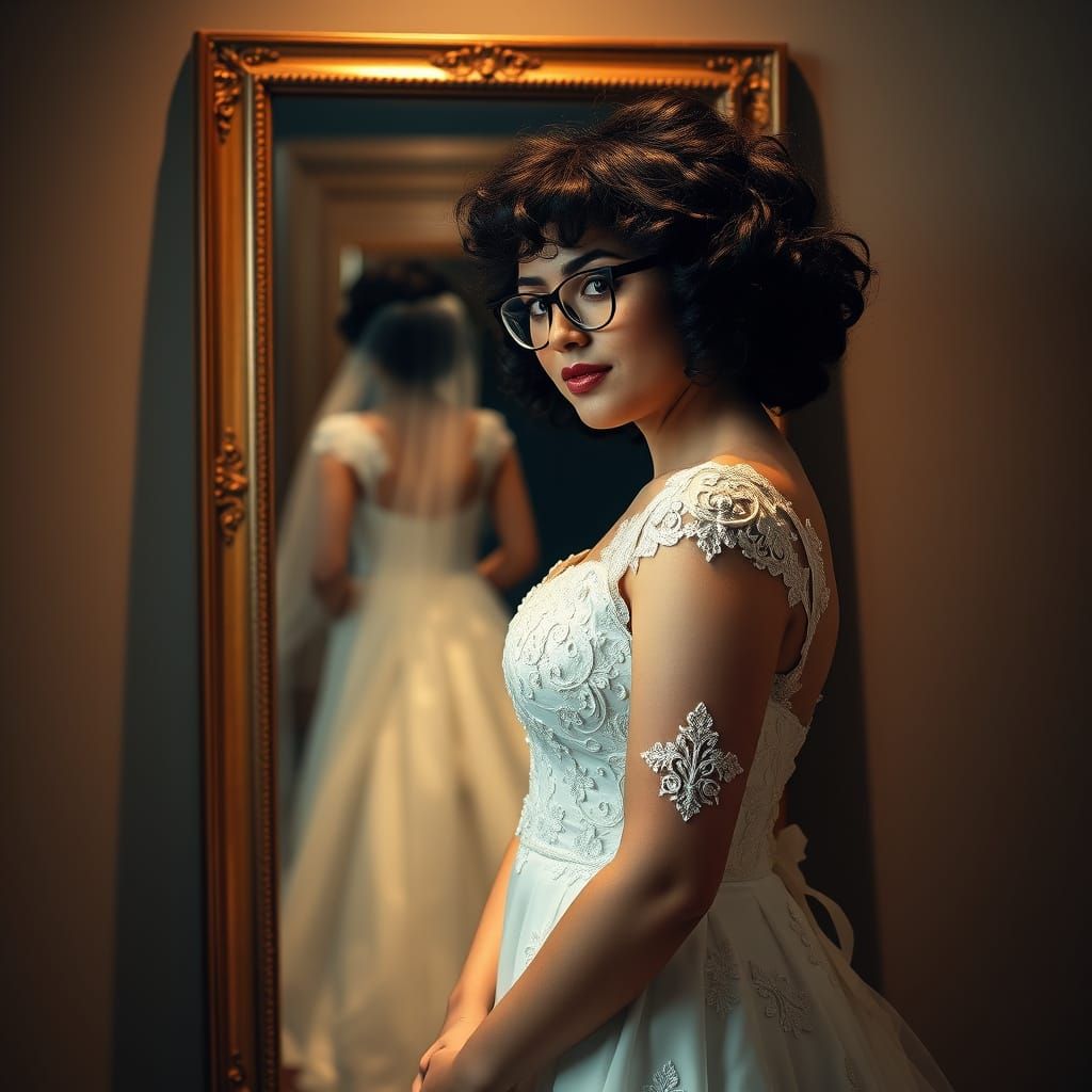 Curvy Bride with Smoky Reflection in Vibrant Colors