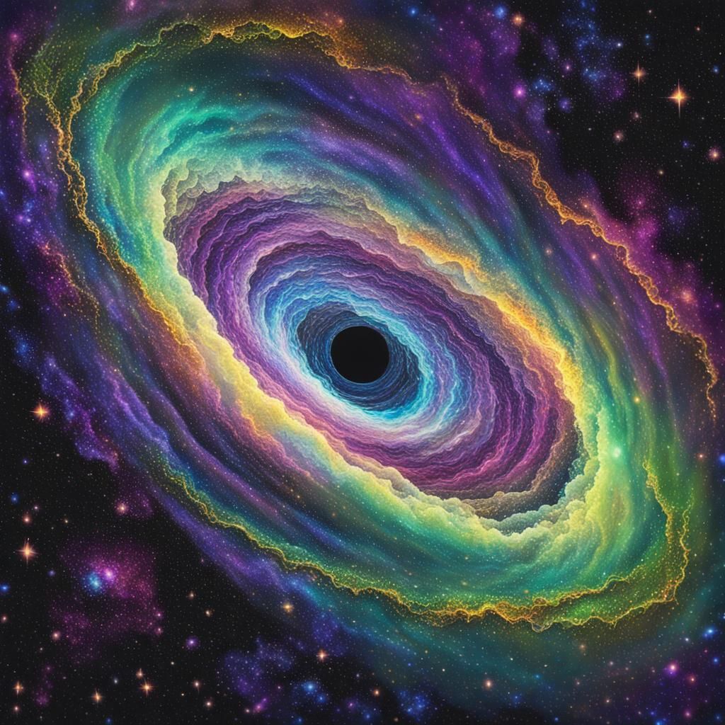 Pointillism Black Hole in Vibrant Galaxy