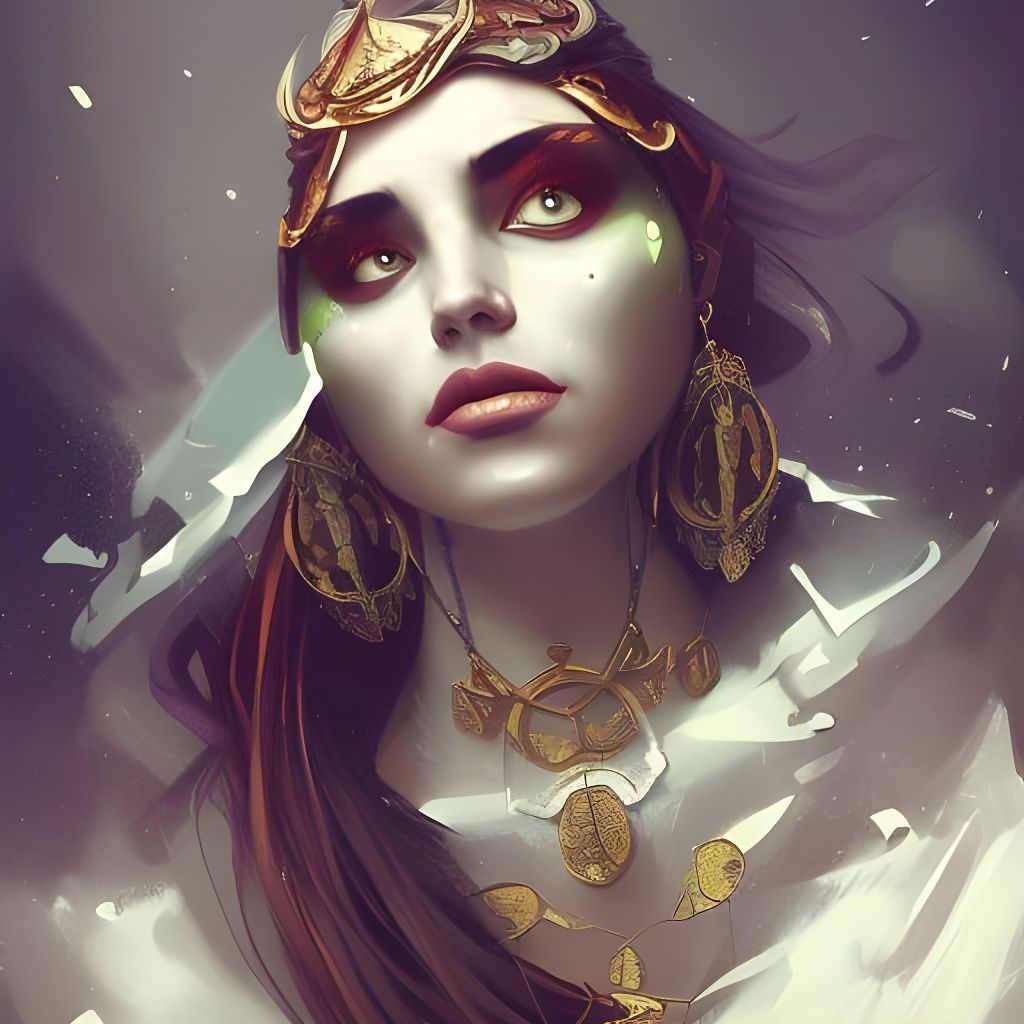 Hipster Moon Priestess Bodybuilder Portrait