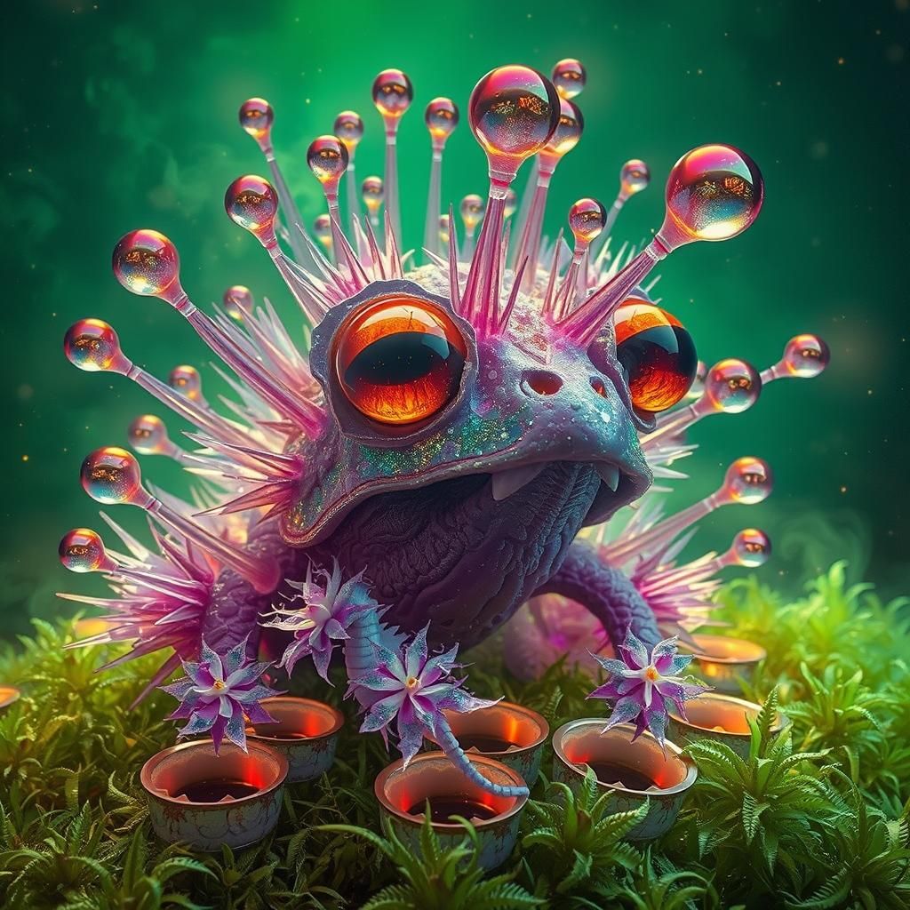 Treasure Chamber Scene with Crystalline Gems, Dreamlike Art