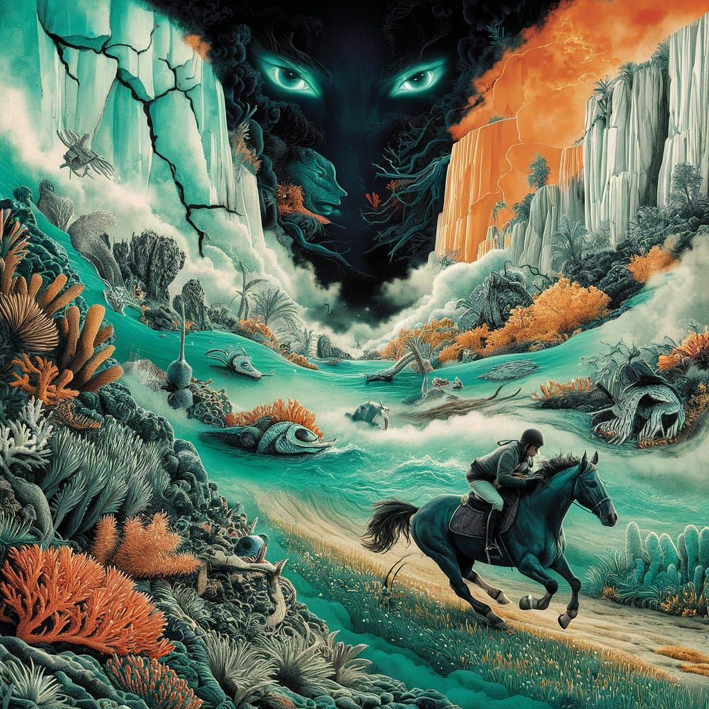 Jade Ocean Depths: A Surreal Underwater Illustration