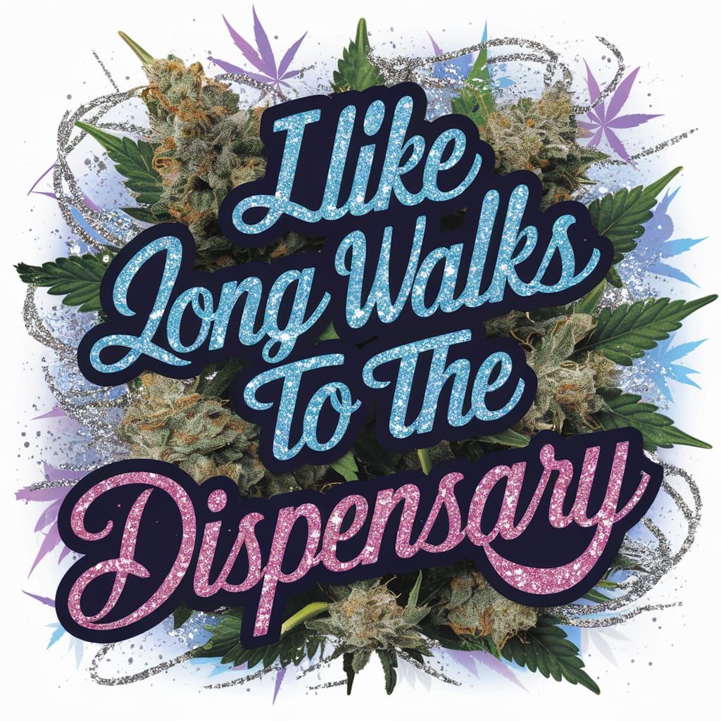 Luxurious Cannabis Wallpaper with Bold Blue and Pink Glitter...