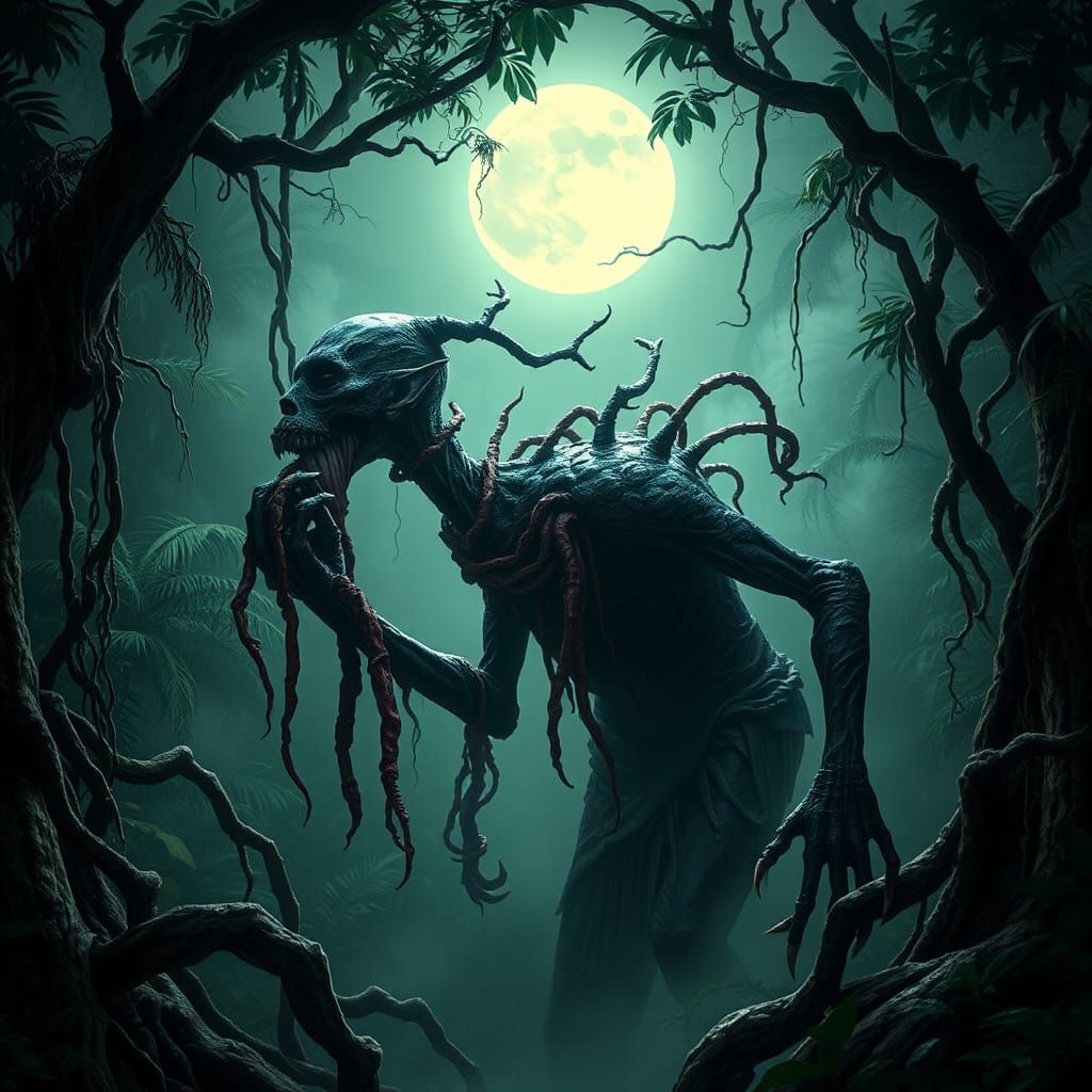 Penanggalan: Southeast Asian Vampire Entity in Jungle