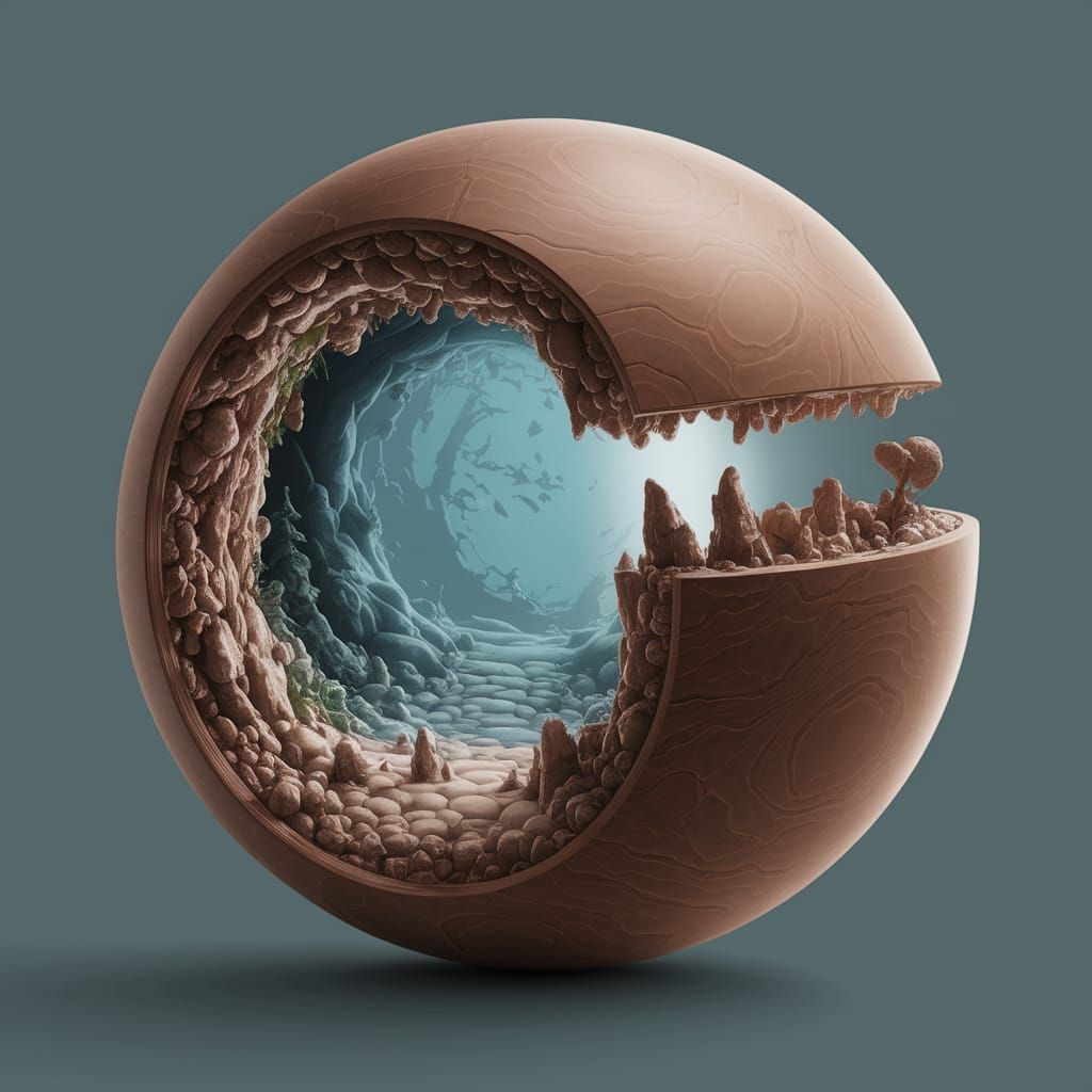 Hollow Wooden Ball Reveals a Detailed Underworld