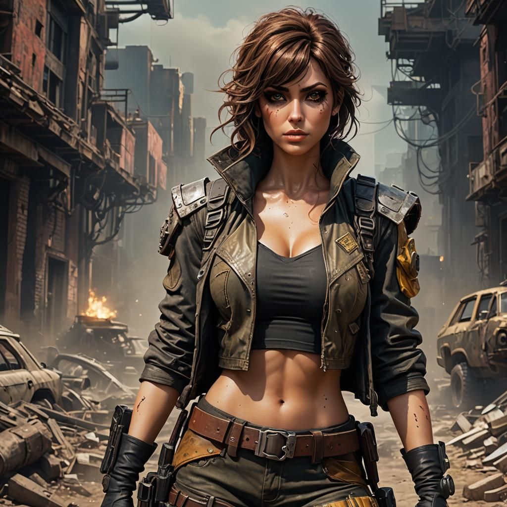 Post-Apocalyptic April O'Neil Portrait in Luis Royo Style