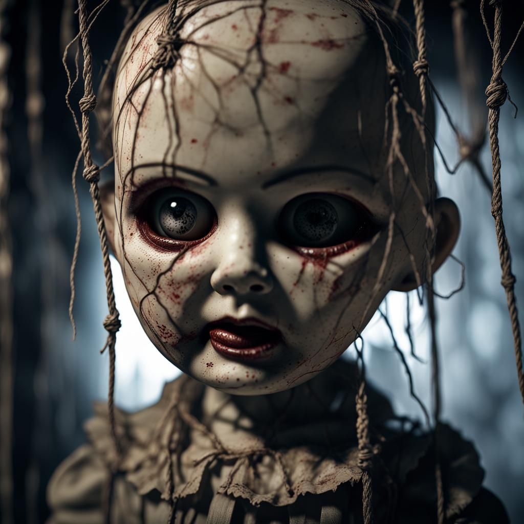 Eerie Doll Marionette in Detailed 3D Rendering