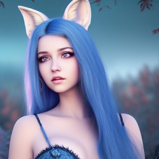 Fox-Girl Walking in Park: Photorealistic 4K Portrait