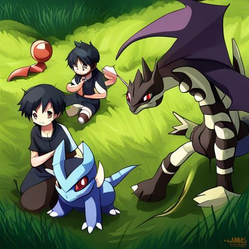 Dragon Dark Pokémon in Anime Style