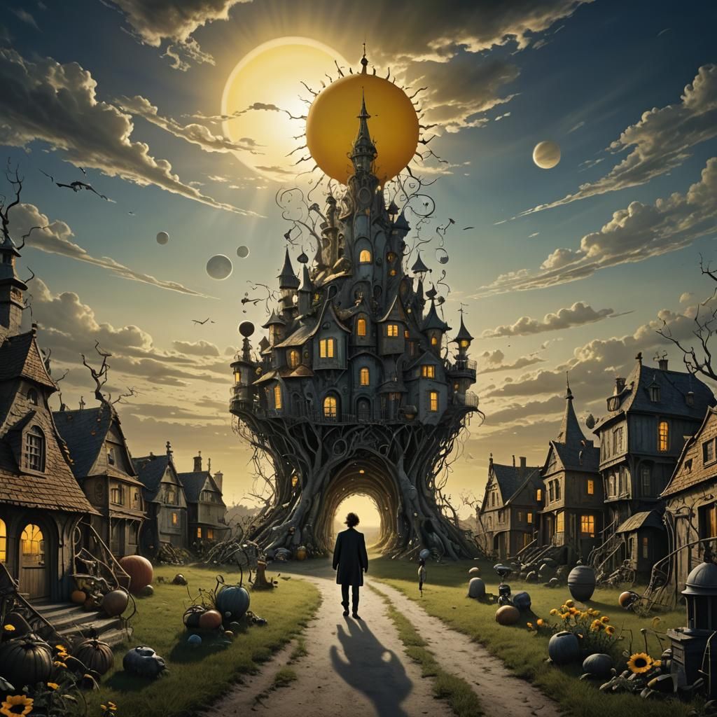 Surreal Landscape in Dark Fantasy Style