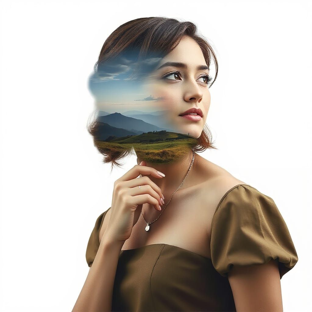 Double Exposure: Woman with Landscape Mindscape