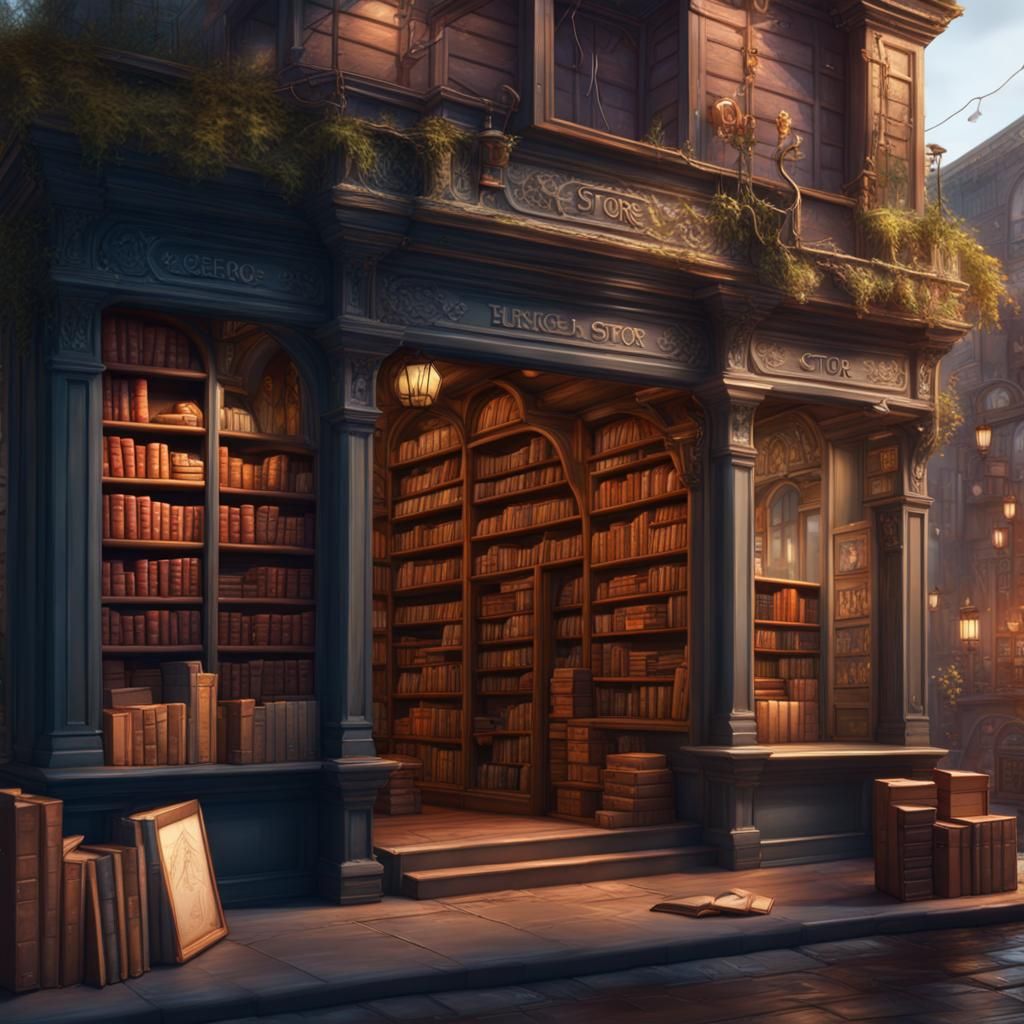 Fantastical Bookstore Pop-Up in Detailed Matte Painting