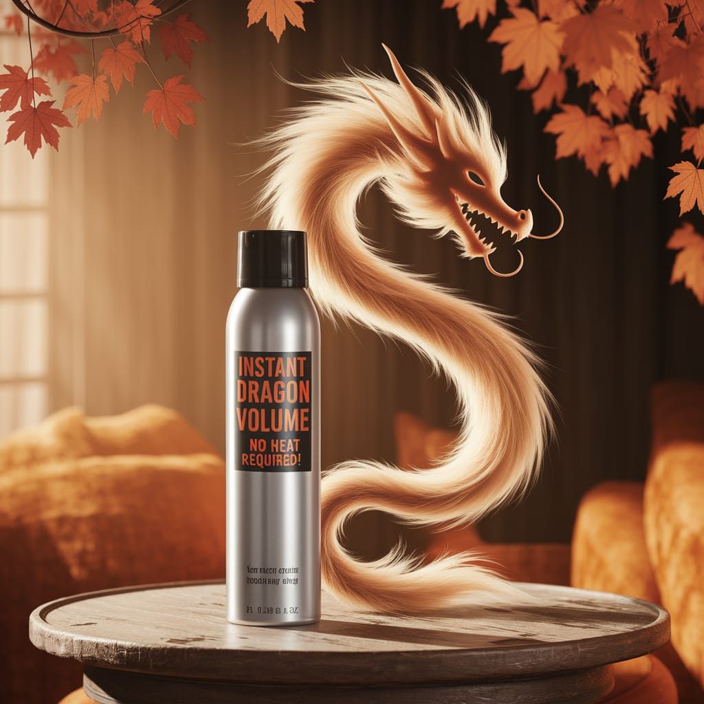 Sleek Hairspray Can in Autumnal Wonderland with Dragon Silho...