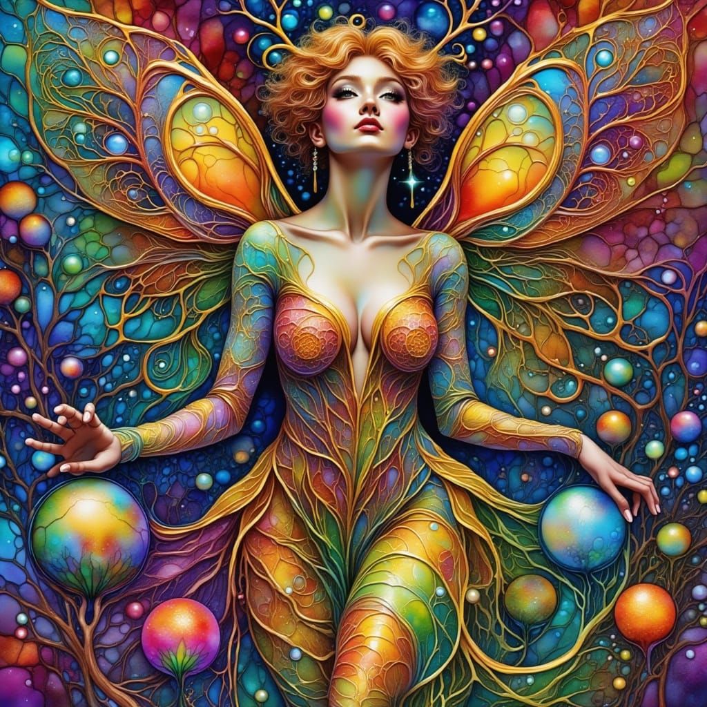 Bodyscape in Klimt, Escher, and Kawaii Styles