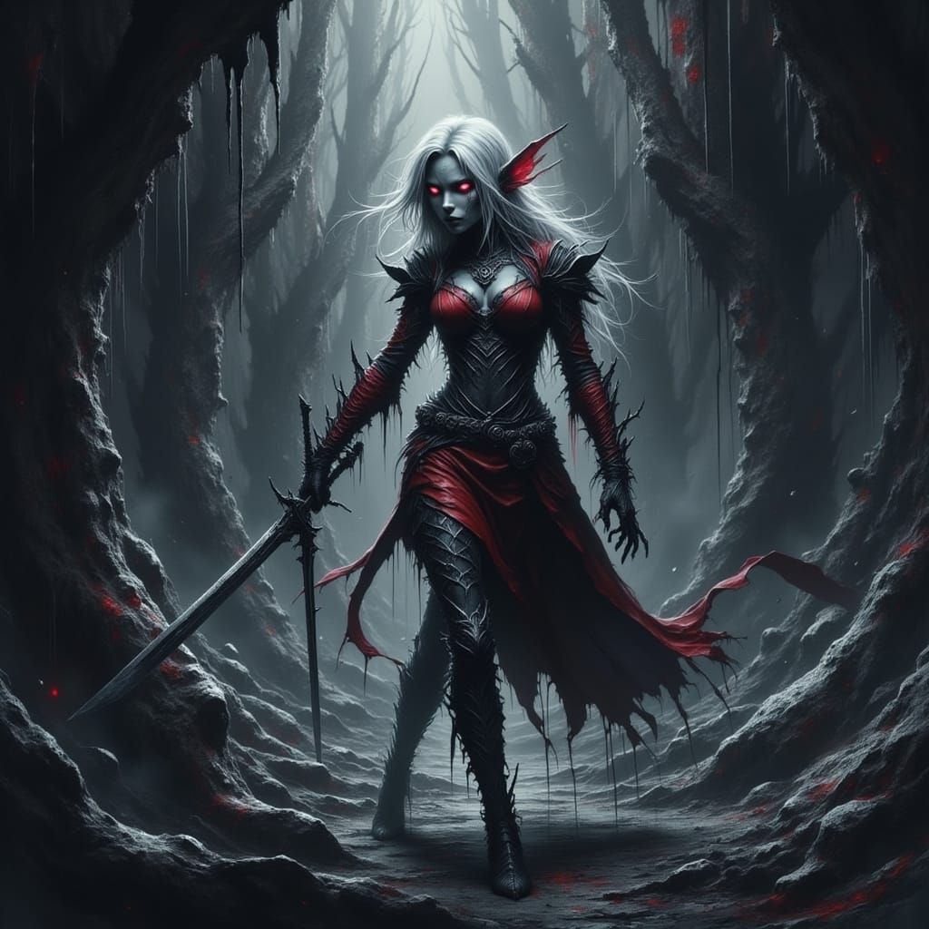 Drow Elf Lost in Forsaken Underground City